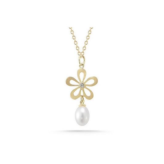 Artistic flower pendant with a pearl