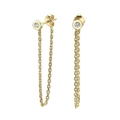 Chain earrings set with diamond