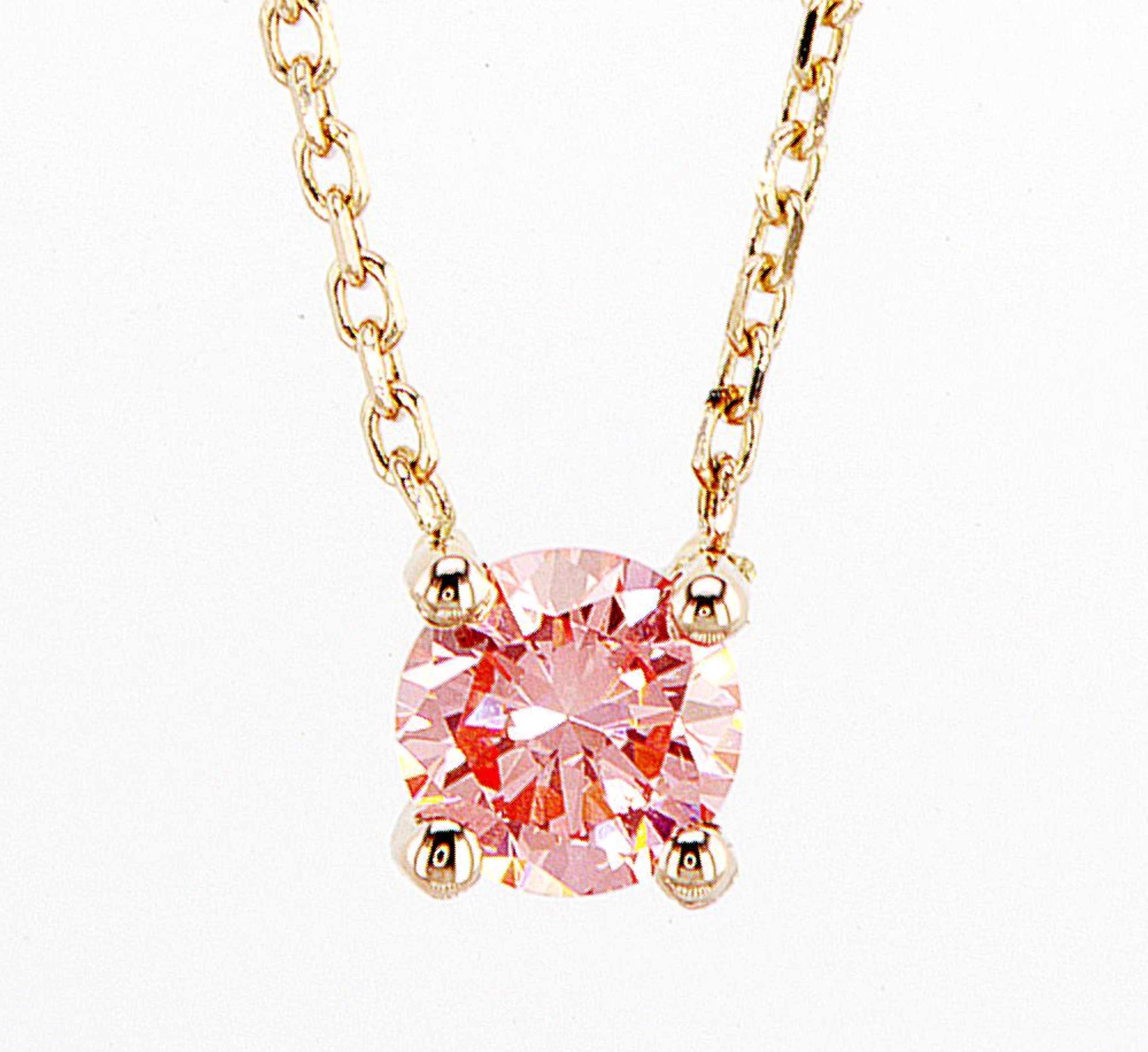 Fancy Vivid Pink 0.20 Ct Lab Diamond Pendant Necklace