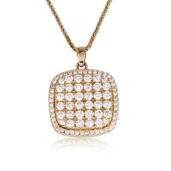 A square pendant set with diamonds