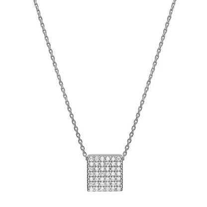 Square necklace set with diamonds