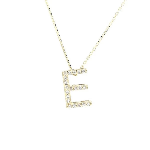 E Letter Pendant Set With Diamonds