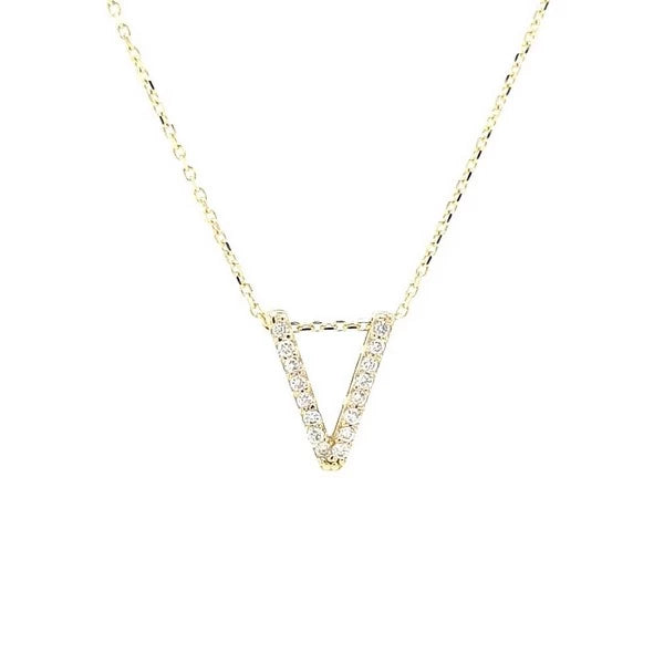 V letter pendant set with diamonds