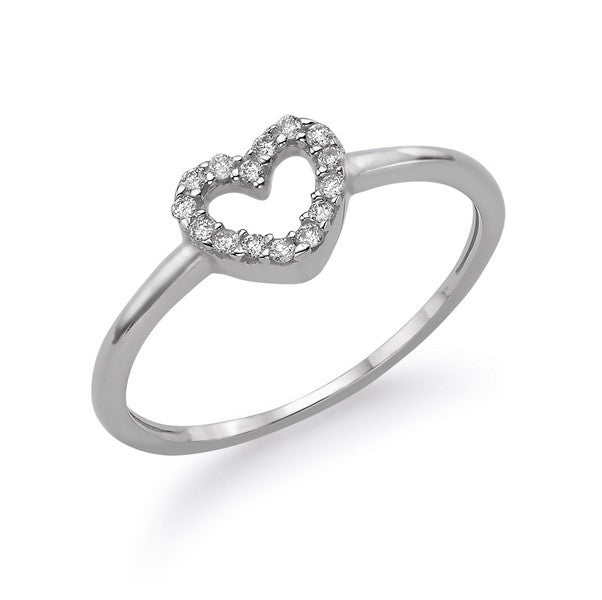 A hollow heart ring inlaid with small stones