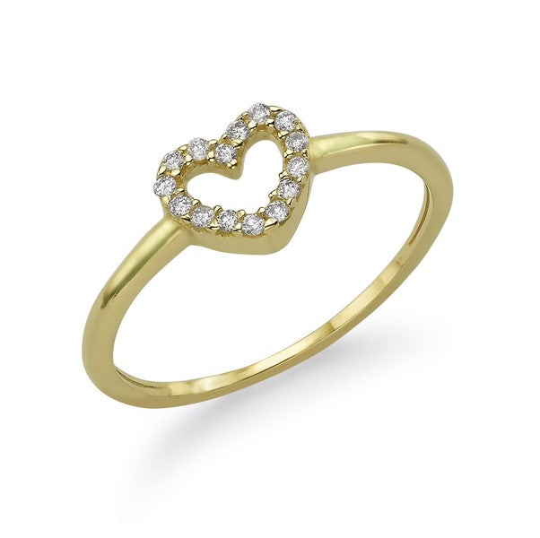 A hollow heart ring inlaid with small stones