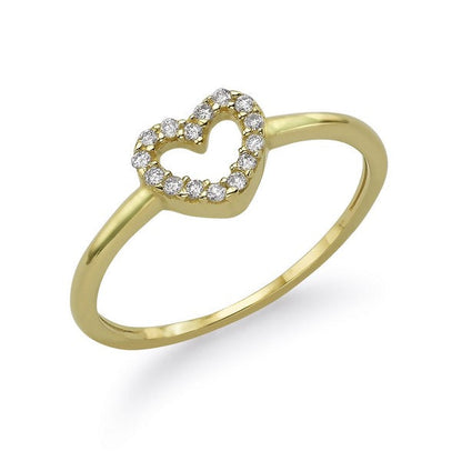 Lab Diamond With A hollow heart ring inlaid with small stones