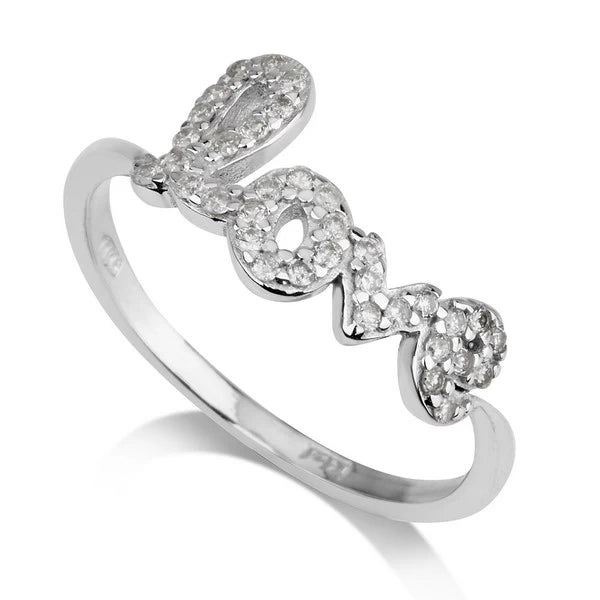 Ring with the inscription LOVE set with diamonds