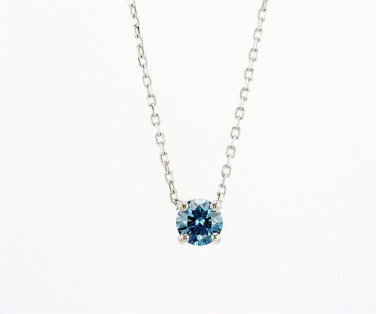 Fancy Vivid Blue 0.20 Ct Lab Diamond Pendant Necklace